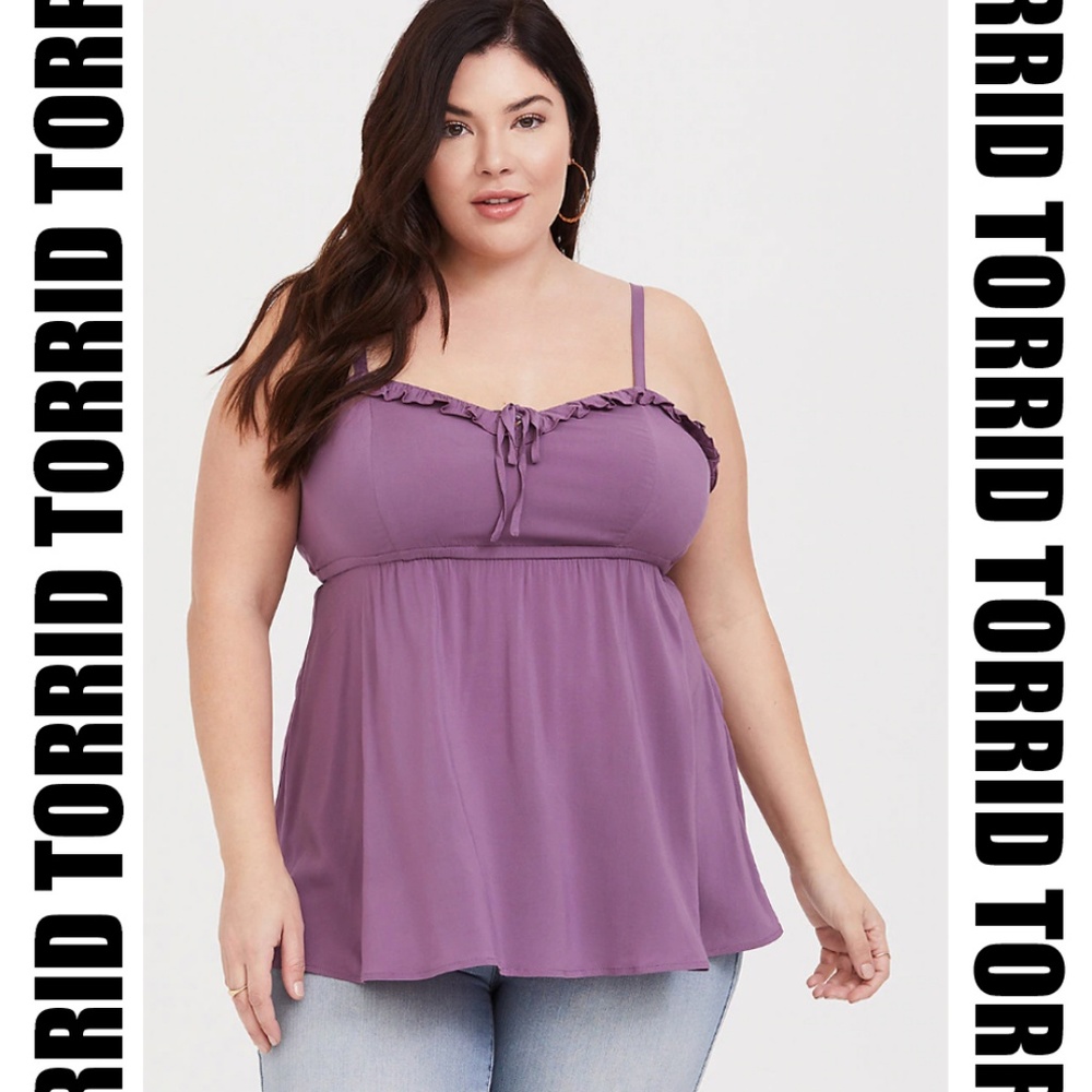 Torrid - Purple Ruffle Babydoll Cami NWT